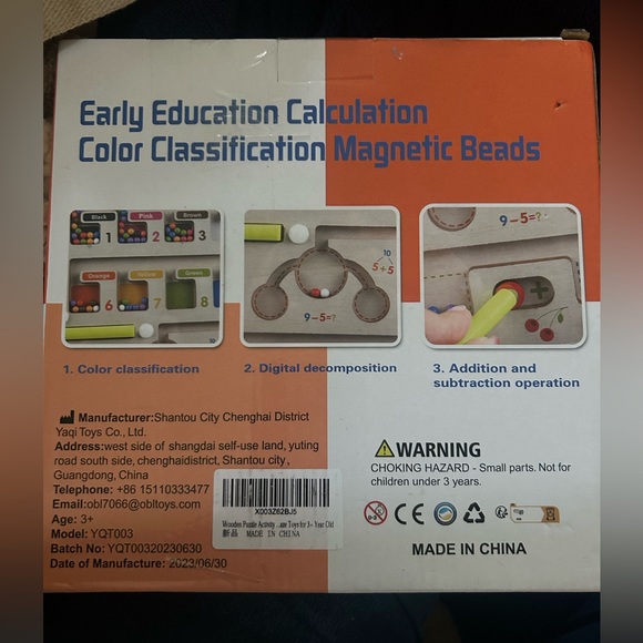 Wooden Number🔢Puzzle🧩Board w Beads🧮Counting Matching Game - Picture 9 of 9